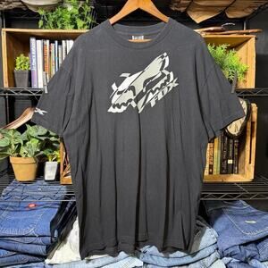 Vintage Y2K Fox Racing Tee Black Gray Skater Grunge 2000s Shirt Mens XL